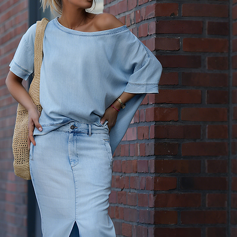 CONJUNTO MARINA - TOP + FALDA CON APERTURA
