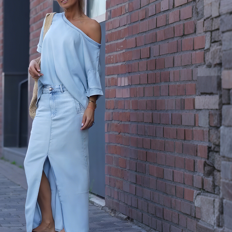 CONJUNTO MARINA - TOP + FALDA CON APERTURA
