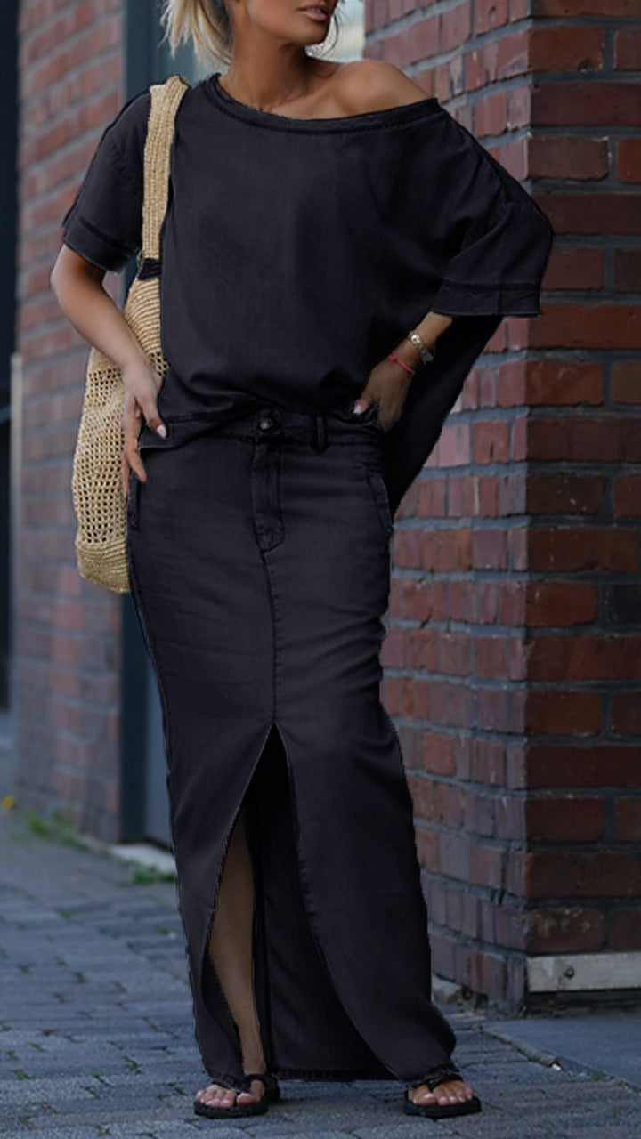 CONJUNTO MARINA - TOP + FALDA CON APERTURA