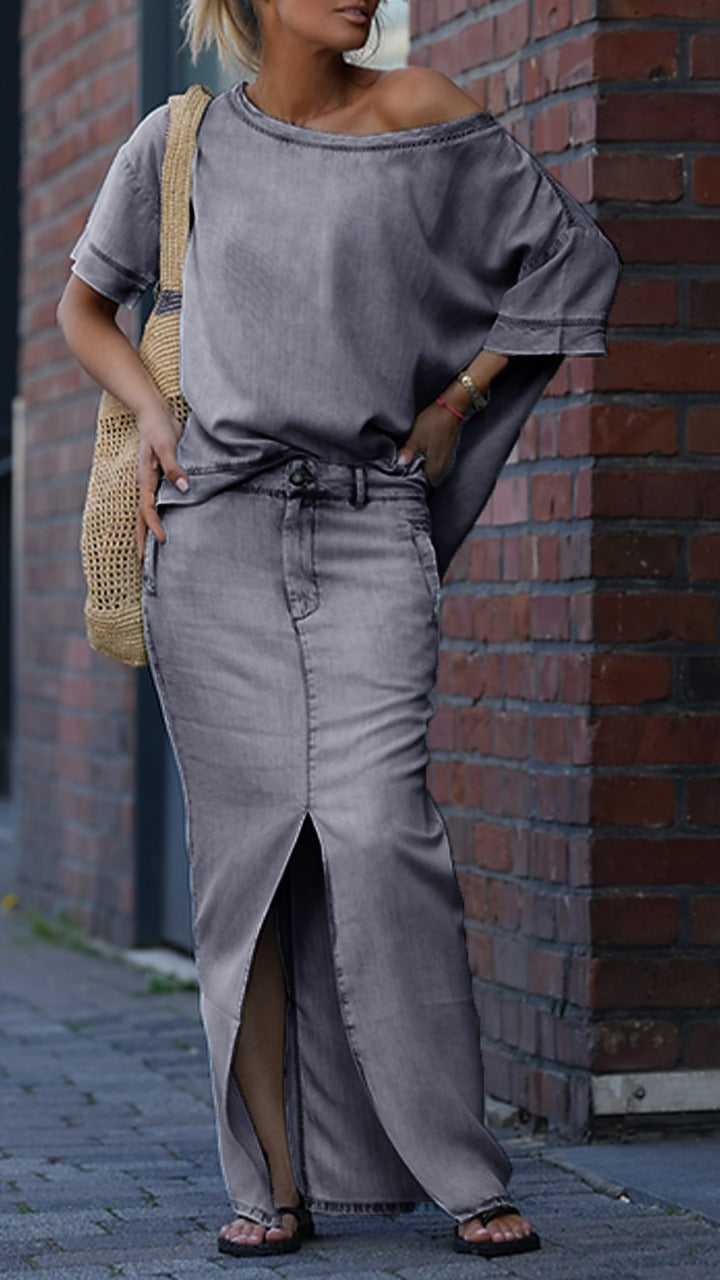 CONJUNTO MARINA - TOP + FALDA CON APERTURA