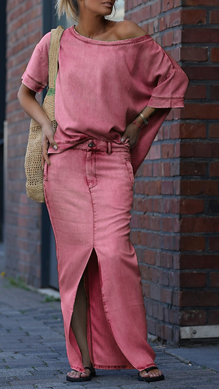 CONJUNTO MARINA - TOP + FALDA CON APERTURA
