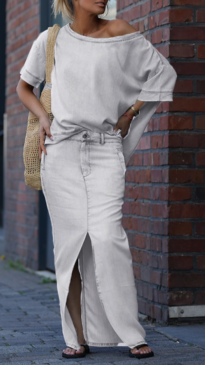CONJUNTO MARINA - TOP + FALDA CON APERTURA