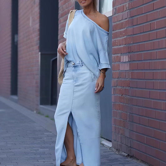 CONJUNTO MARINA - TOP + FALDA CON APERTURA