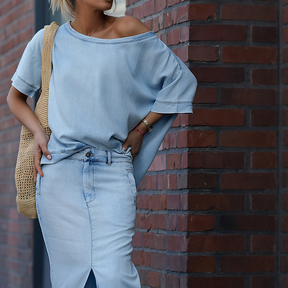 CONJUNTO MARINA - TOP + FALDA CON APERTURA