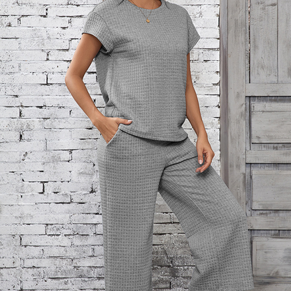 CONJUNTO CASUAL 2 PIEZAS - TOP DE PUNTO Y PANTALÓN ANCHO