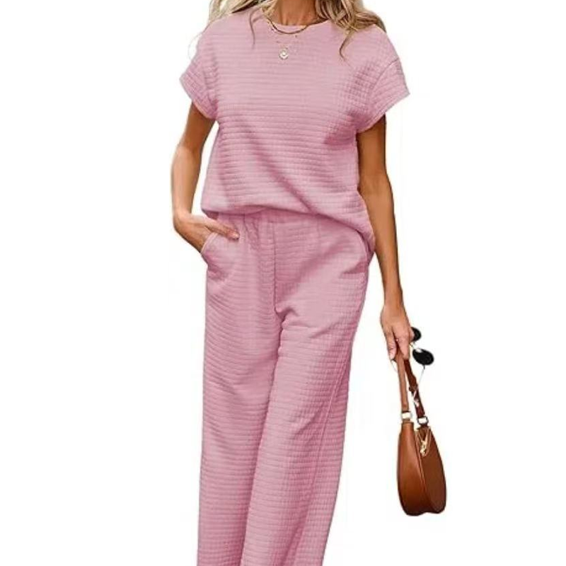 CONJUNTO CASUAL 2 PIEZAS - TOP DE PUNTO Y PANTALÓN ANCHO