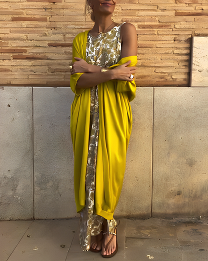 ELEGANCIA SERENA – VESTIDO LARGO + CÁRDIGAN DE REGALO
