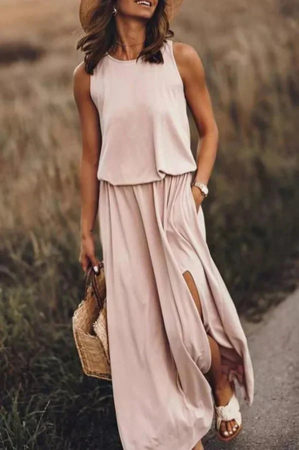 VESTIDO LARGO GISELLE - HOLGADO Y CON APERTURA