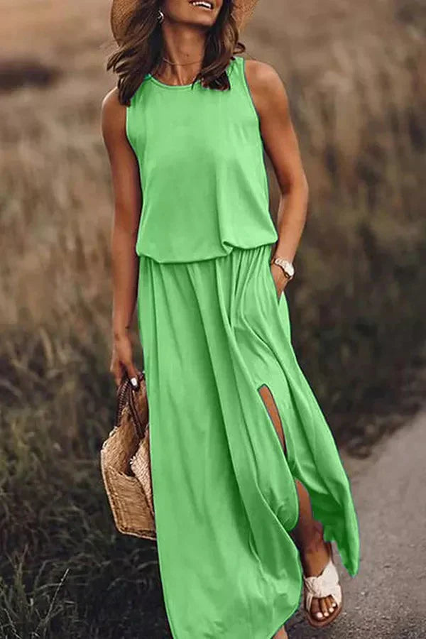 VESTIDO LARGO GISELLE - HOLGADO Y CON APERTURA