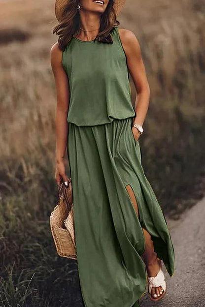 VESTIDO LARGO GISELLE - HOLGADO Y CON APERTURA
